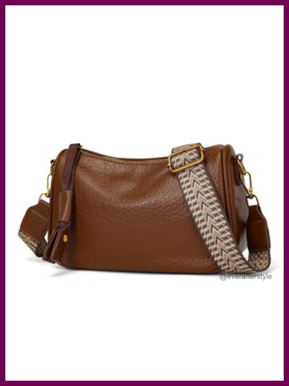 Faux Leather Crossbody Purse Small Shoulder Bag Wide Strap
